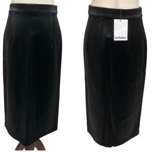 NWT Lattelier Faux Leather Pencil Skirt Black Size Small